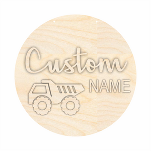 Unfinished Wood Custom Name Dump Truck Door Sign Kit | Wood Craft Cutouts | 1/4" Thick |