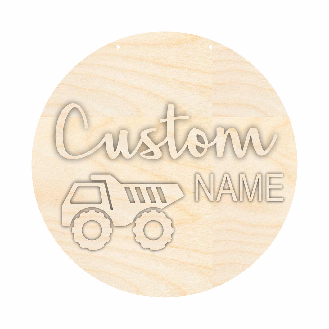 Unfinished Wood Custom Name Dump Truck Door Sign Kit | Wood Craft Cutouts | 1/4