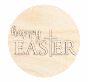 Unfinished Wood Happy Easter Cross Door Sign Kit | Wood Craft Cutouts | 1/4" Thick |