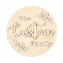 Load image into Gallery viewer, Unfinished Wood Custom Family Name Door Sign Kit | Wood Craft Cutouts | 1/4&quot; Thick |
