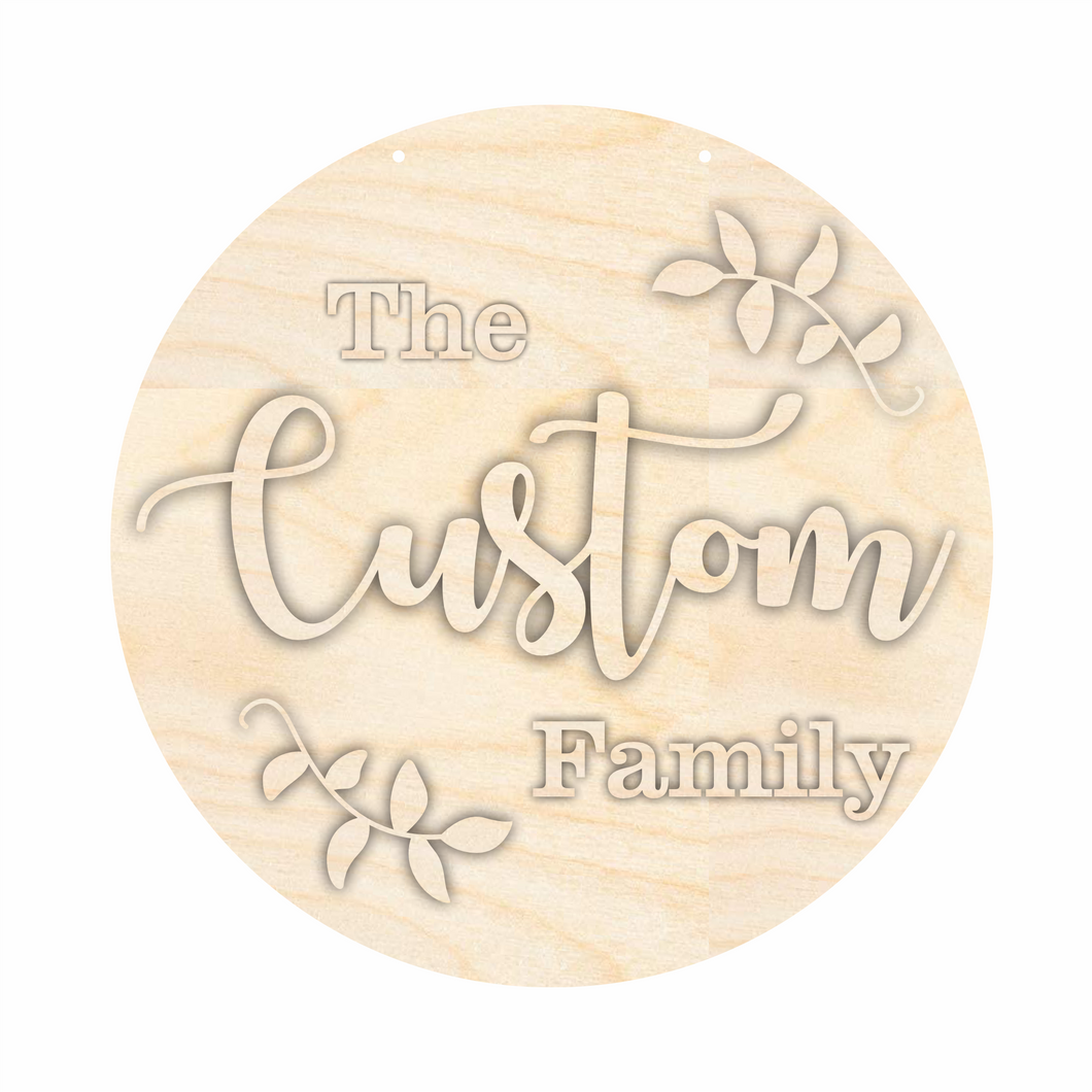 Unfinished Wood Custom Family Name Door Sign Kit | Wood Craft Cutouts | 1/4