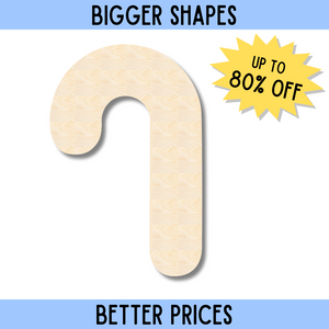 Bigger Better | Unfinished Wood Candy Cane Silhouette |  DIY Craft Cutout