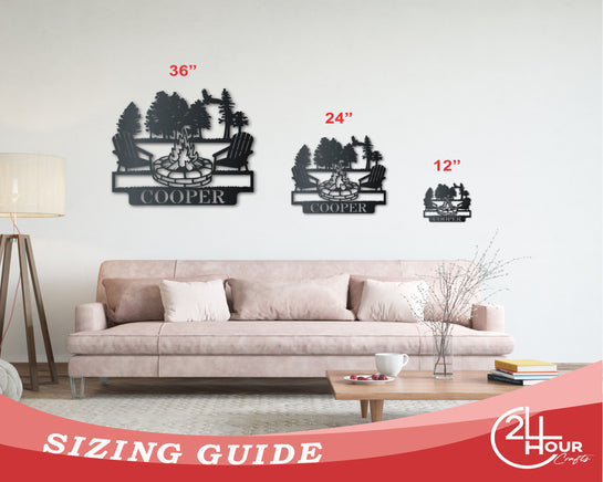 Custom Metal Fireside Monogram Wall Art | Indoor Outdoor | Up to 46