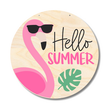 Load image into Gallery viewer, Unfinished Wood Summer Flamingo Door Sign Kit | Wood Craft Cutouts | 1/4&quot; Thick |
