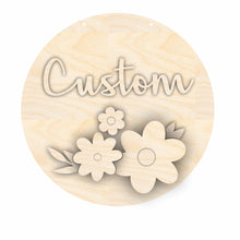 Load image into Gallery viewer, Unfinished Wood Custom Name Flowers Door Sign Kit | Wood Craft Cutouts | 1/4&quot; Thick |
