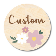 Load image into Gallery viewer, Unfinished Wood Custom Name Flowers Door Sign Kit | Wood Craft Cutouts | 1/4&quot; Thick |
