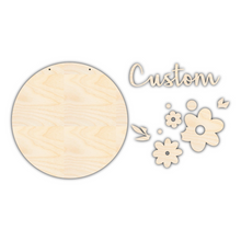 Load image into Gallery viewer, Unfinished Wood Custom Name Flowers Door Sign Kit | Wood Craft Cutouts | 1/4&quot; Thick |
