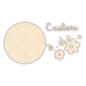 Unfinished Wood Custom Name Flowers Door Sign Kit | Wood Craft Cutouts | 1/4" Thick |