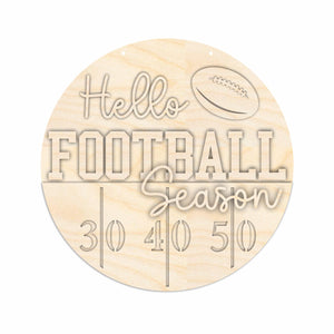 Unfinished Wood Hello Football Season Door Sign Kit | Wood Craft Cutouts | 1/4" Thick |