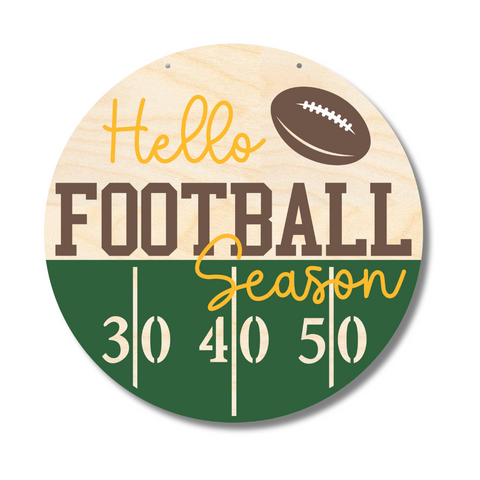 Unfinished Wood Hello Football Season Door Sign Kit | Wood Craft Cutouts | 1/4" Thick |