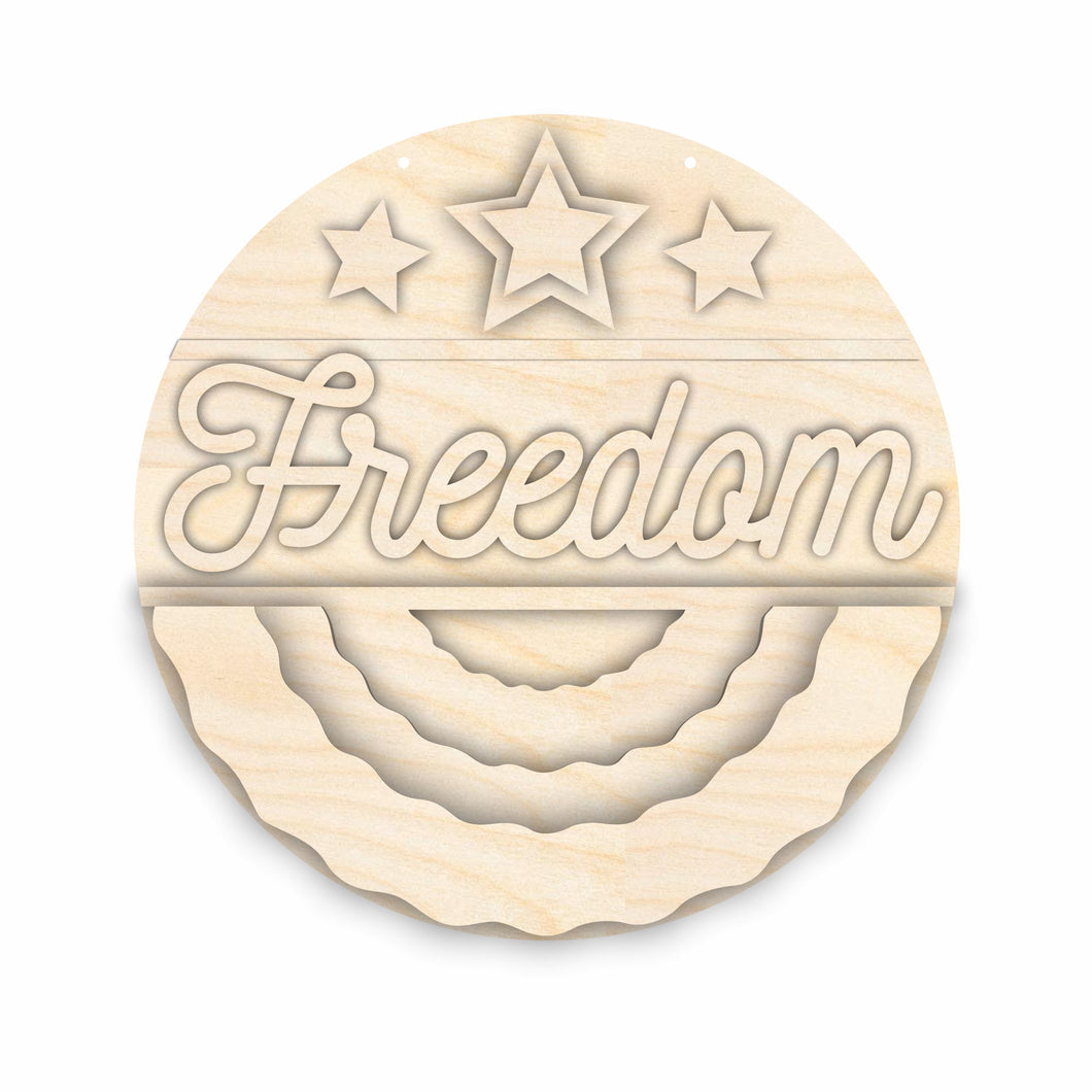 Unfinished Wood Freedom Door Sign Kit | Wood Craft Cutouts | 1/4