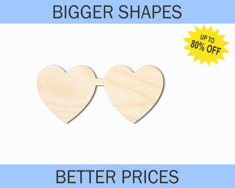 Bigger Better | Unfinished Wood Heart Glasses Shape |  DIY Craft Cutout