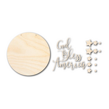 Load image into Gallery viewer, Unfinished Wood God Bless America Door Sign Kit | Wood Craft Cutouts | 1/4&quot; Thick |
