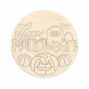 Unfinished Wood Graveyard Halloween Door Sign Kit | Wood Craft Cutouts | 1/4" Thick |