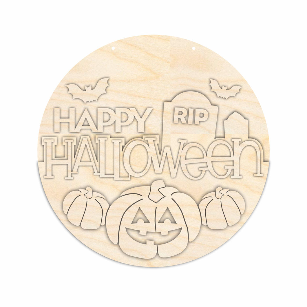 Unfinished Wood Graveyard Halloween Door Sign Kit | Wood Craft Cutouts | 1/4