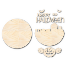 Load image into Gallery viewer, Unfinished Wood Graveyard Halloween Door Sign Kit | Wood Craft Cutouts | 1/4&quot; Thick |
