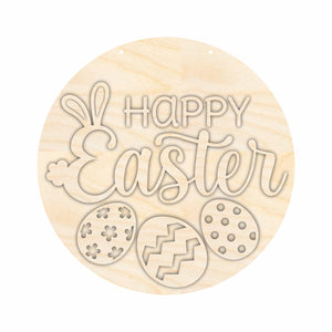 Unfinished Wood Happy Easter Door Sign Kit | Wood Craft Cutouts | 1/4" Thick |