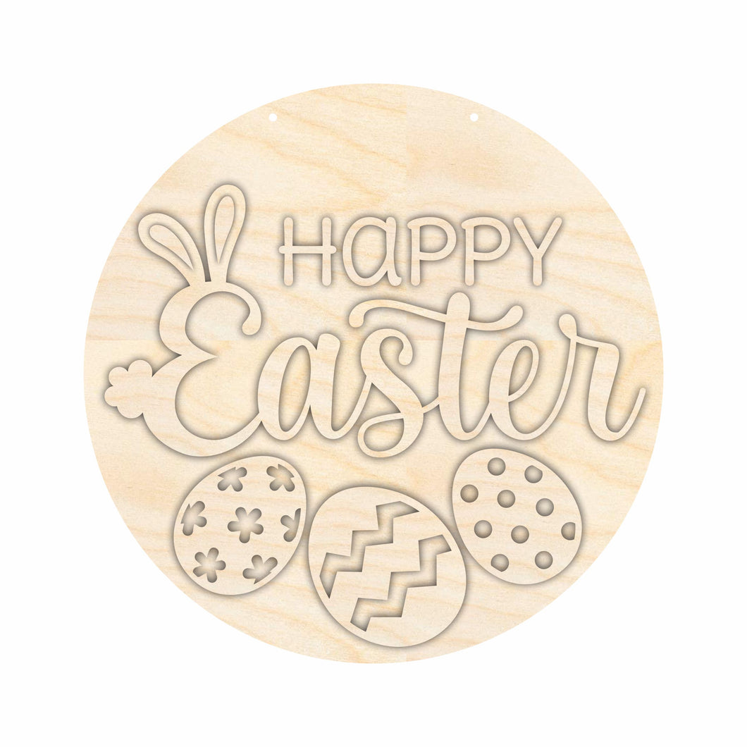 Unfinished Wood Happy Easter Door Sign Kit | Wood Craft Cutouts | 1/4