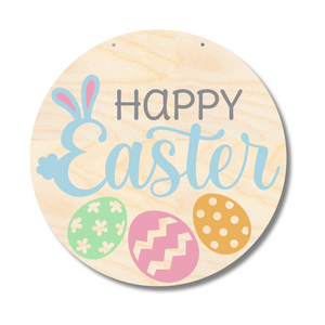 Unfinished Wood Happy Easter Door Sign Kit | Wood Craft Cutouts | 1/4" Thick |