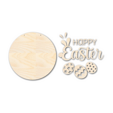 Load image into Gallery viewer, Unfinished Wood Happy Easter Door Sign Kit | Wood Craft Cutouts | 1/4&quot; Thick |
