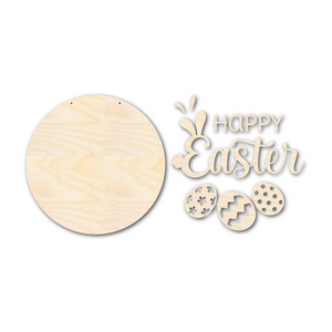 Unfinished Wood Happy Easter Door Sign Kit | Wood Craft Cutouts | 1/4" Thick |