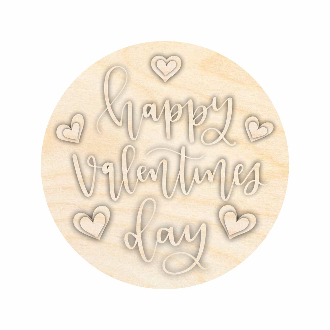 Unfinished Wood Happy Valentine's Day Door Sign Kit | Wood Craft Cutouts | 1/4