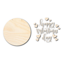 Load image into Gallery viewer, Unfinished Wood Happy Valentine&#39;s Day Door Sign Kit | Wood Craft Cutouts | 1/4&quot; Thick |
