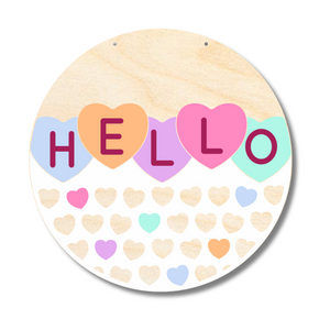 Unfinished Wood Hello Candy Hearts Door Sign Kit | Wood Craft Cutouts | 1/4" Thick |