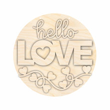 Load image into Gallery viewer, Unfinished Wood Hello Love Valentine Door Sign Kit | Wood Craft Cutouts | 1/4&quot; Thick |
