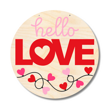 Load image into Gallery viewer, Unfinished Wood Hello Love Valentine Door Sign Kit | Wood Craft Cutouts | 1/4&quot; Thick |
