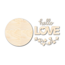 Load image into Gallery viewer, Unfinished Wood Hello Love Valentine Door Sign Kit | Wood Craft Cutouts | 1/4&quot; Thick |
