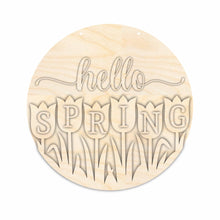 Load image into Gallery viewer, Unfinished Wood Hello Spring Door Sign Kit | Wood Craft Cutouts | 1/4&quot; Thick |
