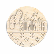 Load image into Gallery viewer, Unfinished Wood Hello Summer Door Sign Kit | Wood Craft Cutouts | 1/4&quot; Thick |
