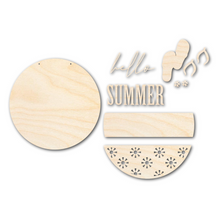 Load image into Gallery viewer, Unfinished Wood Hello Summer Door Sign Kit | Wood Craft Cutouts | 1/4&quot; Thick |
