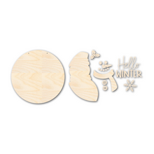 Load image into Gallery viewer, Unfinished Wood Hello Winter Snowman Door Sign Kit | Wood Craft Cutouts | 1/4&quot; Thick |
