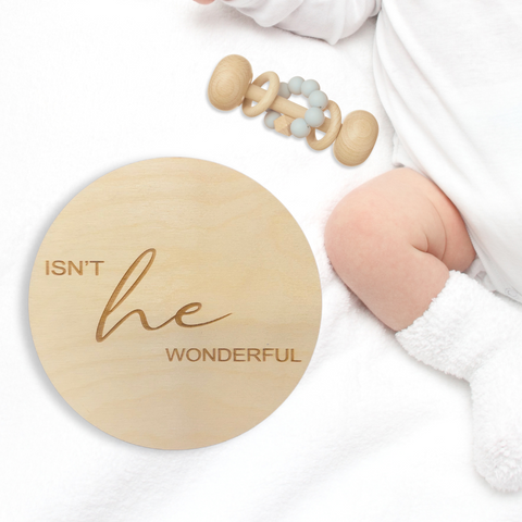 Isn't He Wonderful Engraved Round | Engraved Wood Cutouts | 1/4" Thick |