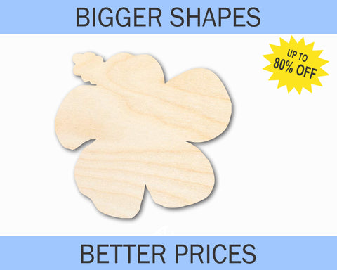 Bigger Better | Unfinished Wood Hibiscus Flower Silhouette |  DIY Craft Cutout
