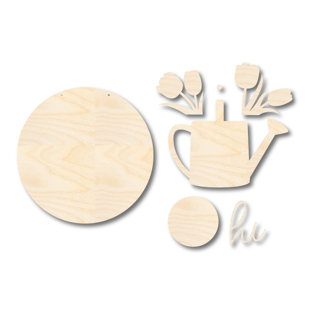 Unfinished Wood Hi Spring Door Sign Kit | Wood Craft Cutouts | 1/4