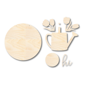 Unfinished Wood Hi Spring Door Sign Kit | Wood Craft Cutouts | 1/4" Thick |