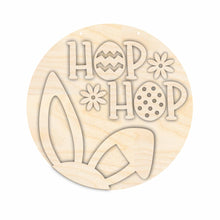 Load image into Gallery viewer, Unfinished Wood Hop Hop Easter Door Sign Kit | Wood Craft Cutouts | 1/4&quot; Thick |
