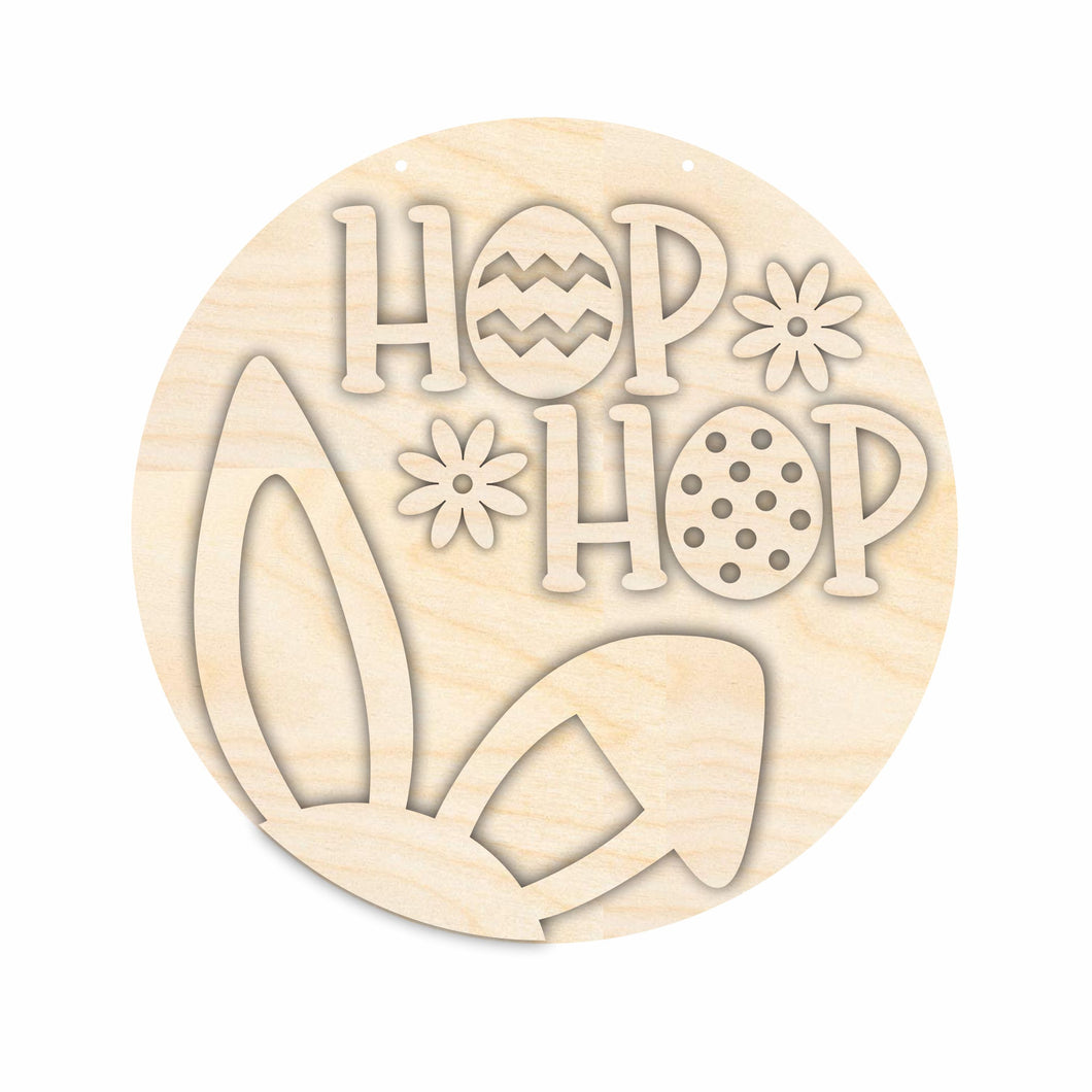 Unfinished Wood Hop Hop Easter Door Sign Kit | Wood Craft Cutouts | 1/4