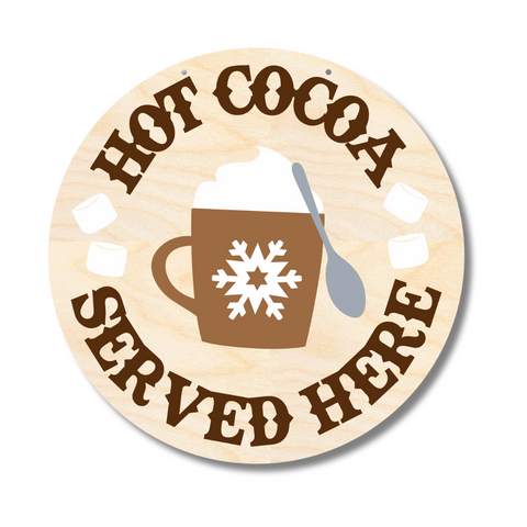 Unfinished Wood Hot Cocoa Door Sign Kit | Wood Craft Cutouts | 1/4" Thick |