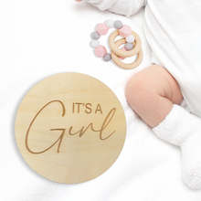 Load image into Gallery viewer, It&#39;s A Girl Engraved Round | Engraved Wood Cutouts | 1/4&quot; Thick |
