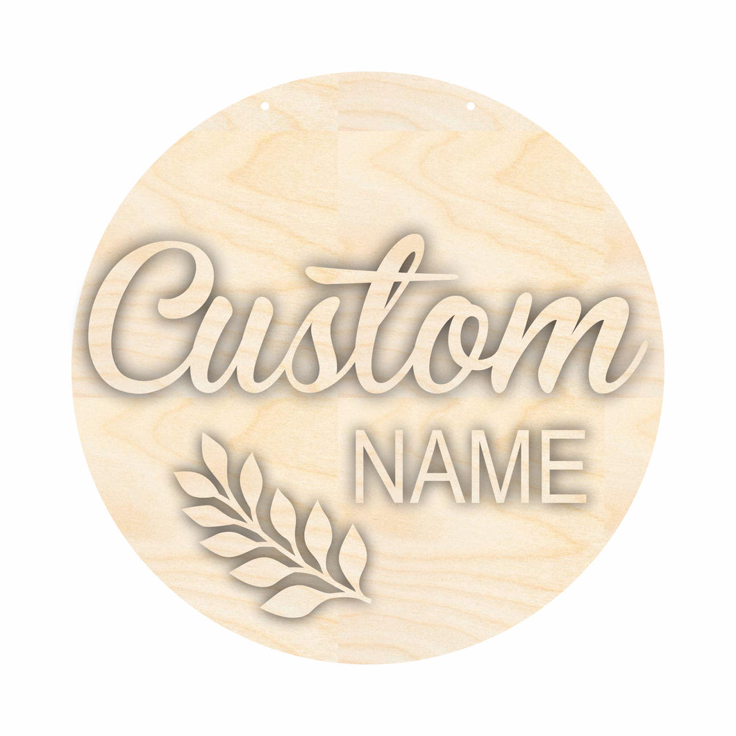 Unfinished Wood Custom Name Leaf Door Sign Kit | Wood Craft Cutouts | 1/4