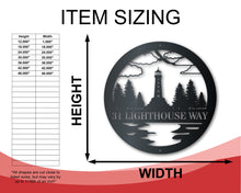 Load image into Gallery viewer, Custom Metal Lighthouse Forest Wall Art | Nautical Coastal Sign | Indoor Outdoor | Up to 46&quot; | Over 20 Color Options
