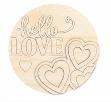 Load image into Gallery viewer, Unfinished Wood Hello Love Door Sign Kit | Wood Craft Cutouts | 1/4&quot; Thick |
