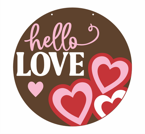 Unfinished Wood Hello Love Door Sign Kit | Wood Craft Cutouts | 1/4" Thick |