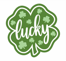 Load image into Gallery viewer, Unfinished Wood Four Leaf Clover Lucky Door Sign Kit | Wood Craft Cutouts | 1/4&quot; Thick |
