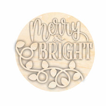 Load image into Gallery viewer, Unfinished Wood Merry and Bright Door Sign Kit | Wood Craft Cutouts | 1/4&quot; Thick |
