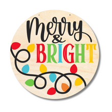 Load image into Gallery viewer, Unfinished Wood Merry and Bright Door Sign Kit | Wood Craft Cutouts | 1/4&quot; Thick |
